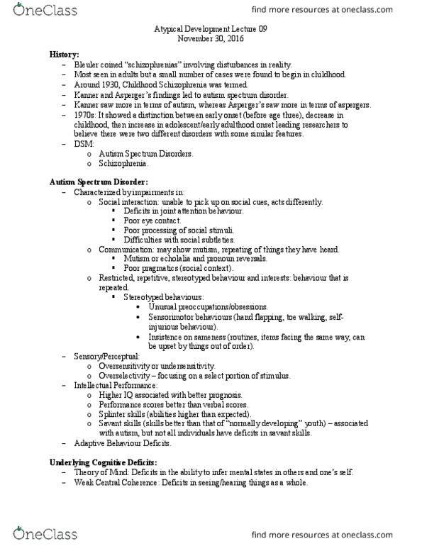 PSYC 3530H Lecture Notes - Lecture 9: Childhood Autism Rating Scale, Environmental Quality, Prenatal Care thumbnail