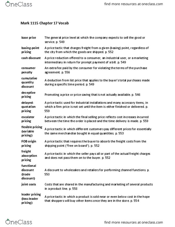 BUS 202 Lecture Notes - Lecture 17: Geographical Pricing, Price Fixing, Escalator thumbnail