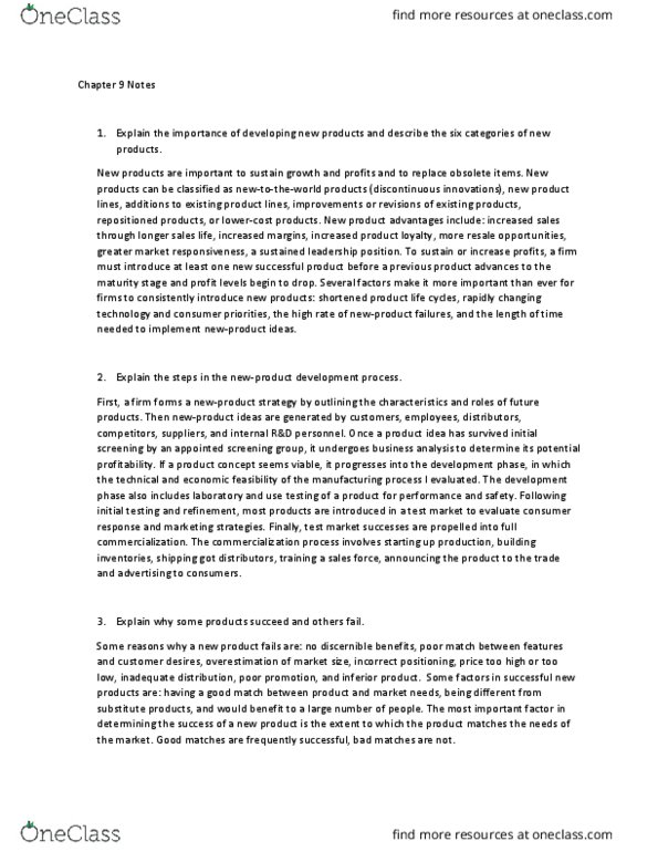 BUS 202 Lecture Notes - Lecture 9: Longrun, Test Market thumbnail