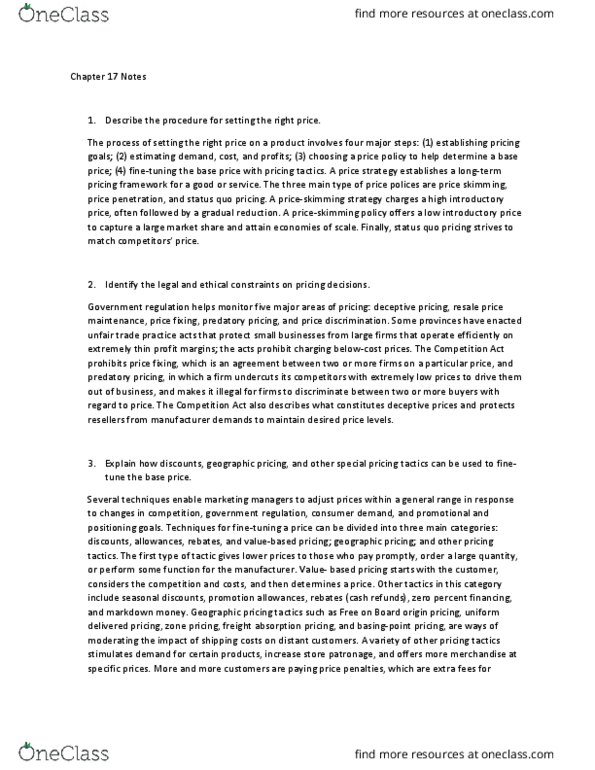BUS 202 Lecture Notes - Lecture 17: Escalator, Resale Price Maintenance, Unfair Competition thumbnail