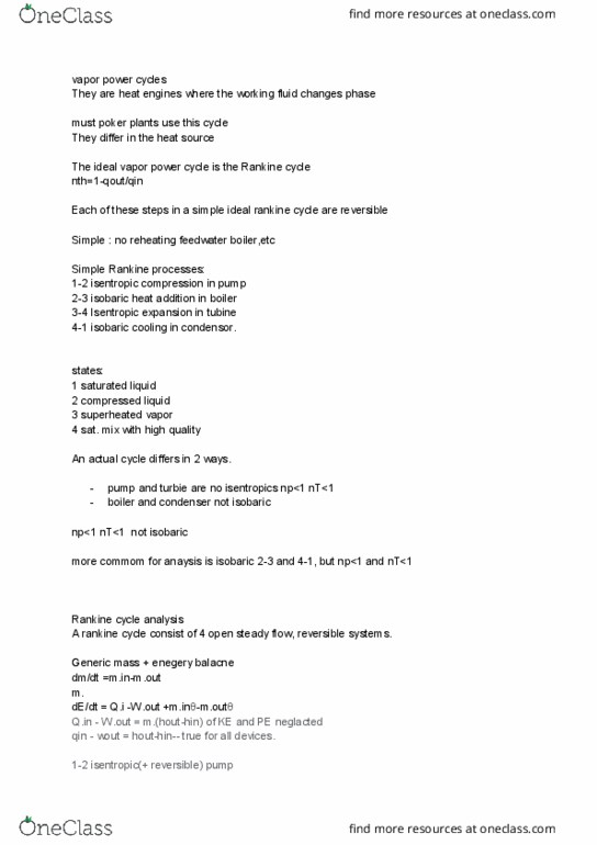 MAE 204 Lecture Notes - Lecture 21: Wfed, Wnet, Superheating thumbnail