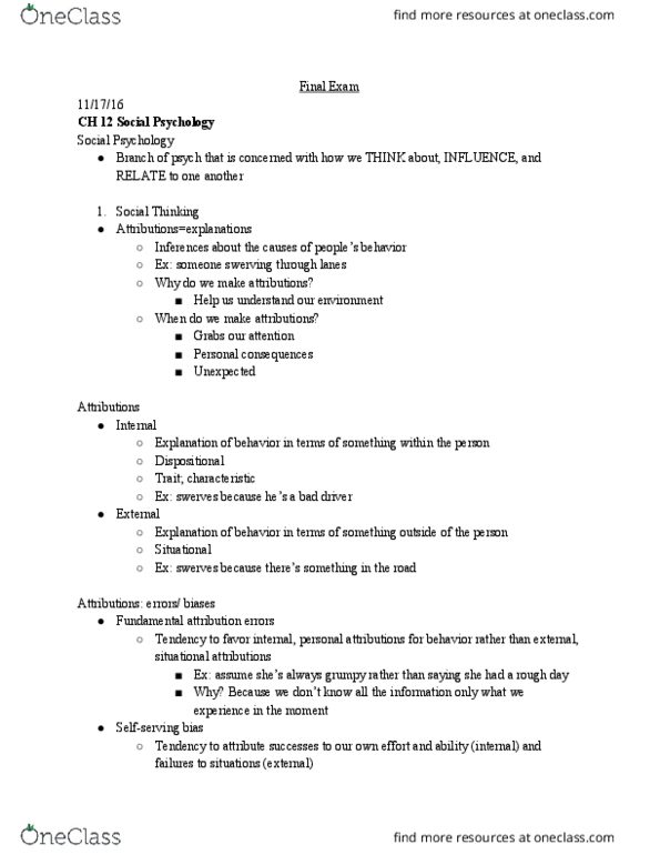 PSY 101 Lecture Notes - Lecture 28: Psychosurgery, Electroconvulsive Therapy, Agoraphobia thumbnail