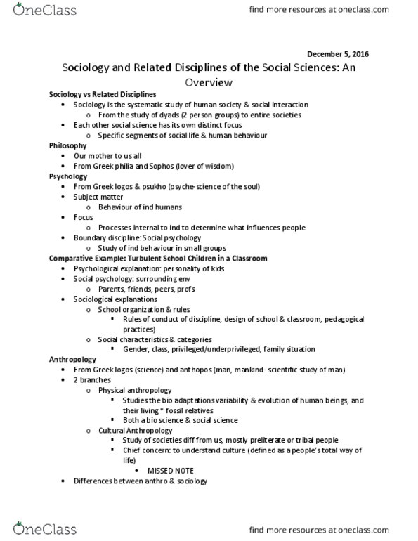 SOC 1101 Lecture Notes - Lecture 20: European Colonialism, Participant Observation, Nacirema thumbnail