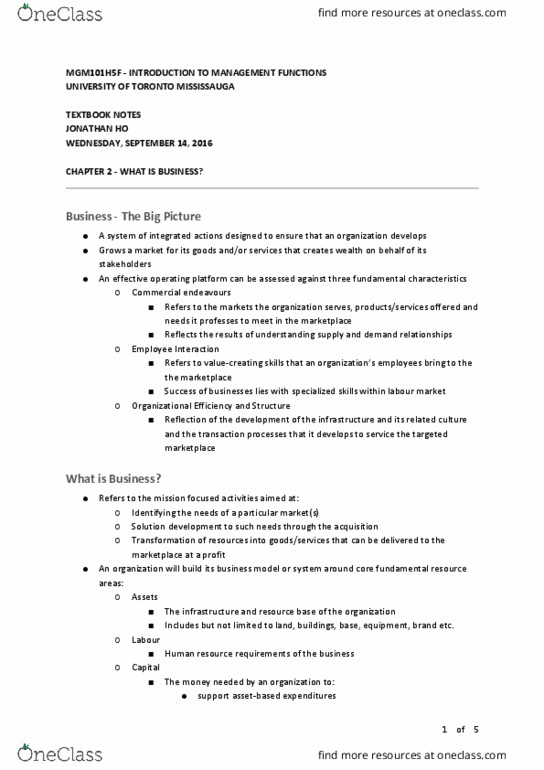 MGM101H5 Chapter Notes - Chapter 2: University Of Toronto Mississauga thumbnail