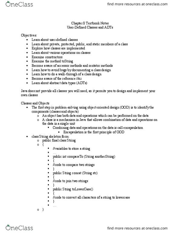 MISY225 Chapter Notes - Chapter 8: Precondition, Unified Modeling Language, Postcondition thumbnail