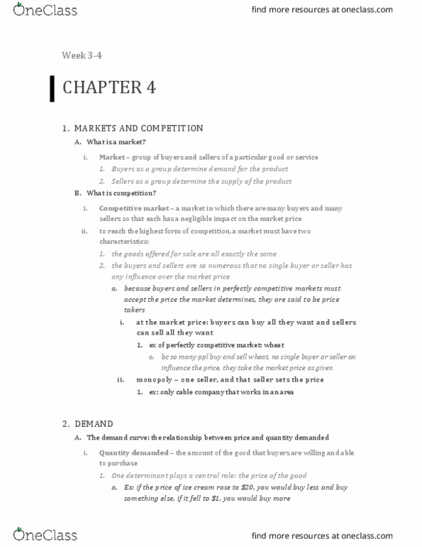 ECON 101 Chapter Notes - Chapter 4: Economic Equilibrium, Frozen Yogurt, Demand Curve thumbnail