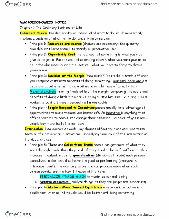 ECON 1100 Chapter Notes - Chapter 1-4, 6-7, 11-15: Opportunity Cost, Aggregate Supply, Government Spending thumbnail