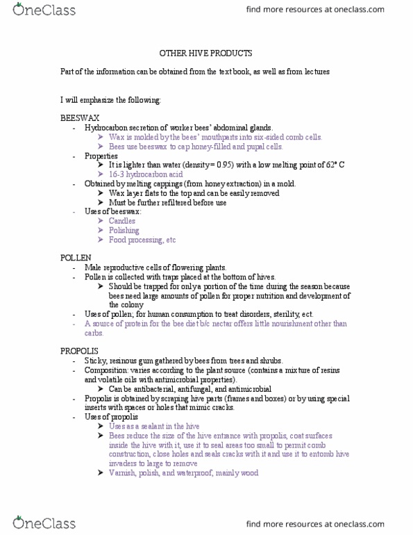 ENVS 2210 Lecture Notes - Lecture 16: Concurrent Versions System, Royal Jelly, Propolis thumbnail