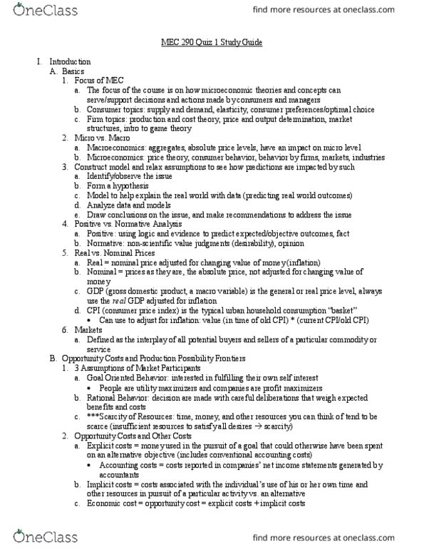 Managerial Economics MEC 290 Lecture Notes - Lecture 1: Hong Kong Hotel, Ceteris Paribus, Opportunity Cost thumbnail