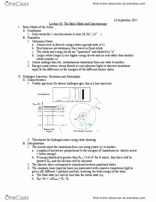 L07 Chem 111A Lecture Notes - Lecture 10: Bohr Radius, Rydberg Constant, Emission Spectrum thumbnail