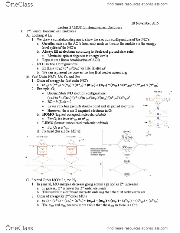 L07 Chem 111a Lecture Notes Fall 15 Lecture 37 Antibonding Molecular Orbital Electronegativity Electron Configuration