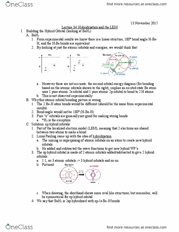 L07 Chem 111A Lecture Notes - Lecture 34: Lewis Structure, Vsepr Theory, Orbital Hybridisation thumbnail