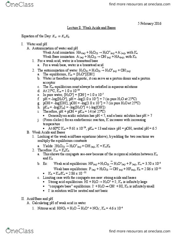 University College - Chemistry Chem 112A Lecture Notes - Lecture 8: Nitrite, Without Loss Of Generality, Ph thumbnail