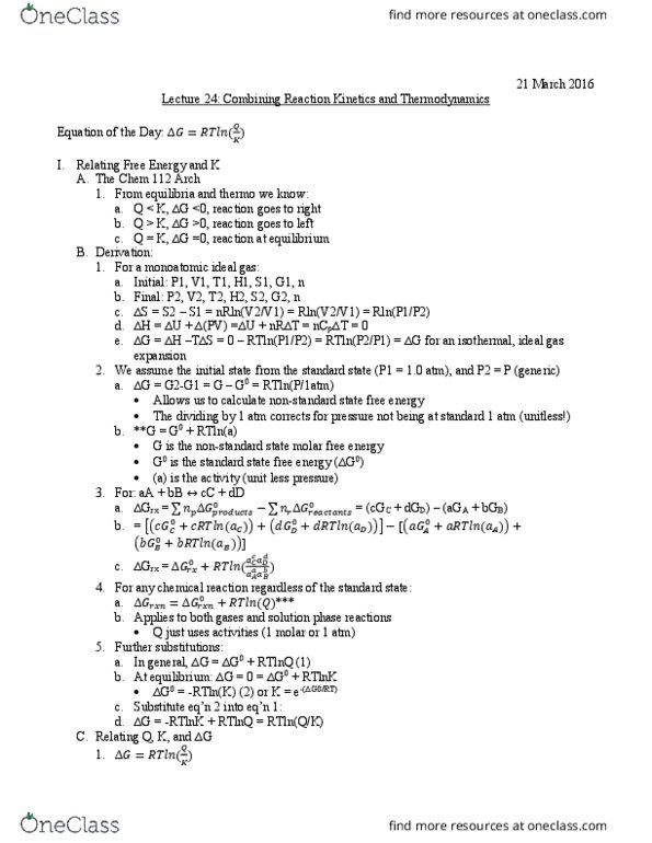 University College - Chemistry Chem 112A Lecture Notes - Lecture 24: Ideal Gas, Thermodynamics thumbnail