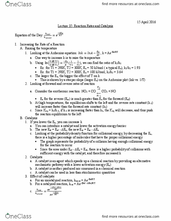 University College - Chemistry Chem 112A Lecture Notes - Lecture 35: European Route E20, United Nations Convention Against Torture, Reaction Rate Constant thumbnail