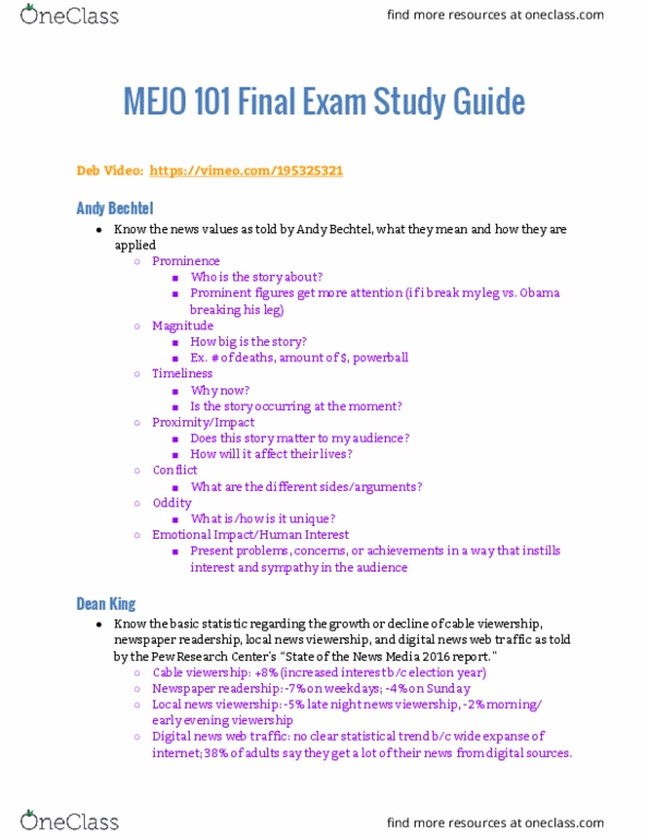 JOMC 101 Lecture Notes - Lecture 33: Usability, Dean King, Yellow Journalism thumbnail