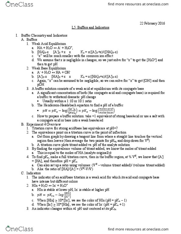 L07 Chem 151 Lecture Notes - Lecture 25: Conjugate Acid, Analyte, Titration thumbnail