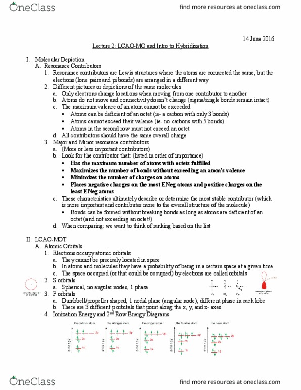 L07 Chem 261 Lecture Notes - Lecture 2: Linear Combination Of Atomic Orbitals, Sigma Bond, Pi Bond thumbnail