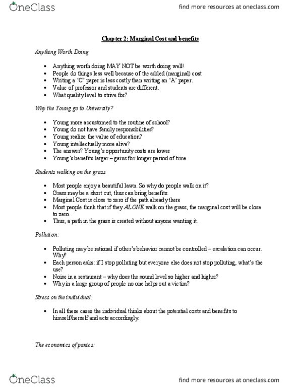 ECN 340 Lecture Notes - Lecture 2: Marginal Cost thumbnail