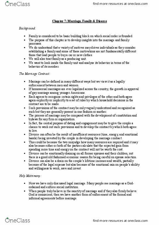 ECN 340 Lecture Notes - Lecture 7: Costs In English Law, The Marriage Market thumbnail