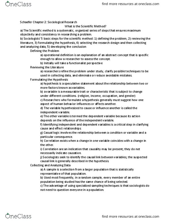 SOC 100 Chapter Notes - Chapter 2: Operational Definition, Ethnography, Content Analysis thumbnail