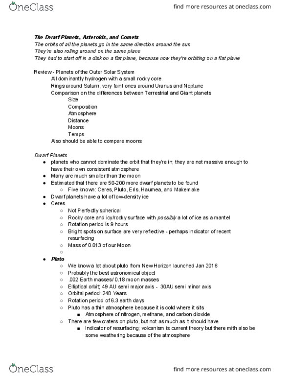 ASTR 101 Lecture Notes - Lecture 11: Orbital Period, Astronomical Object, Solar Wind thumbnail