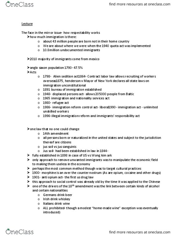 MC 111 Lecture Notes - Lecture 19: Fourteenth Amendment To The United States Constitution, Morphine, Jus Sanguinis thumbnail