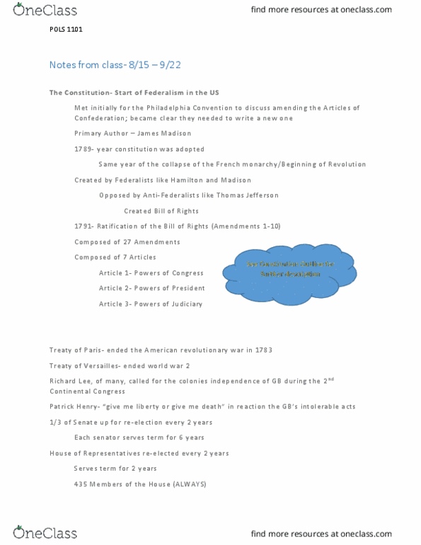 POLS 1101 Lecture Notes - Lecture 1: Comprehensive Nuclear-Test-Ban Treaty, Eurasian Economic Union, Second Continental Congress thumbnail