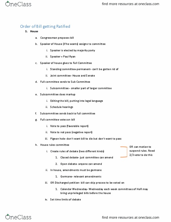 POLS 1101 Lecture Notes - Lecture 2: United States House Committee On Rules, Joint Committee, Fokker E.Ii thumbnail