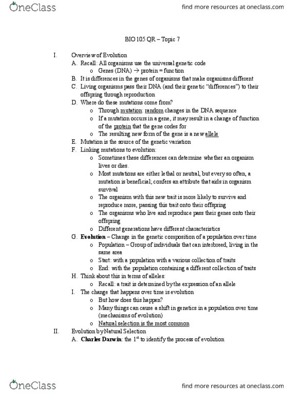 BIO 105QR Lecture Notes - Lecture 7: Heritability, Phenotype, Overproduction thumbnail