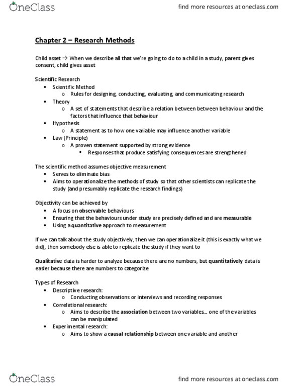 PSY 2105 Chapter Notes - Chapter 2: Observer-Expectancy Effect, Scientific Method, Law (Principle) thumbnail