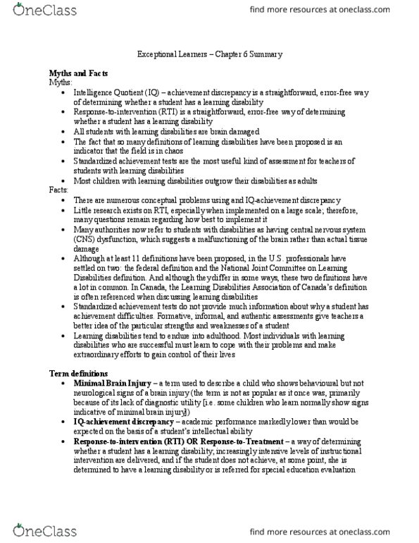 FRHD 2110 Chapter Notes - Chapter 6: Functional Magnetic Resonance Imaging, Magnetic Resonance Imaging, Nonverbal Learning Disorder thumbnail