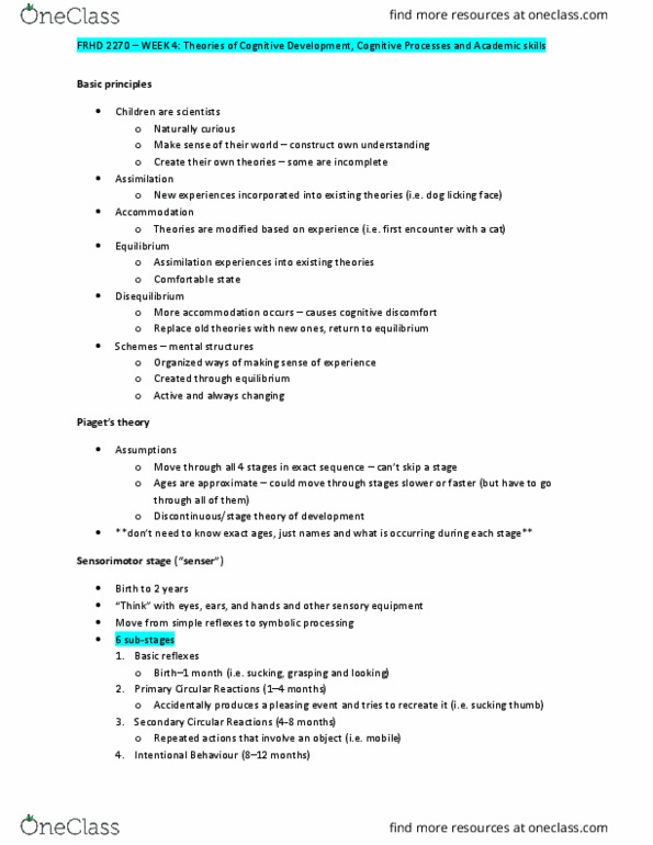 FRHD 2270 Lecture Notes - Lecture 12: Cognitive Development, 18 Months, Deductive Reasoning thumbnail