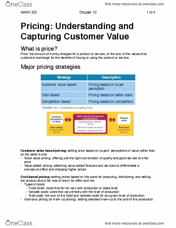 MARK 201 Chapter Notes - Chapter 10: Comparison Shopping Website, Dynamic Pricing, Geographical Pricing thumbnail