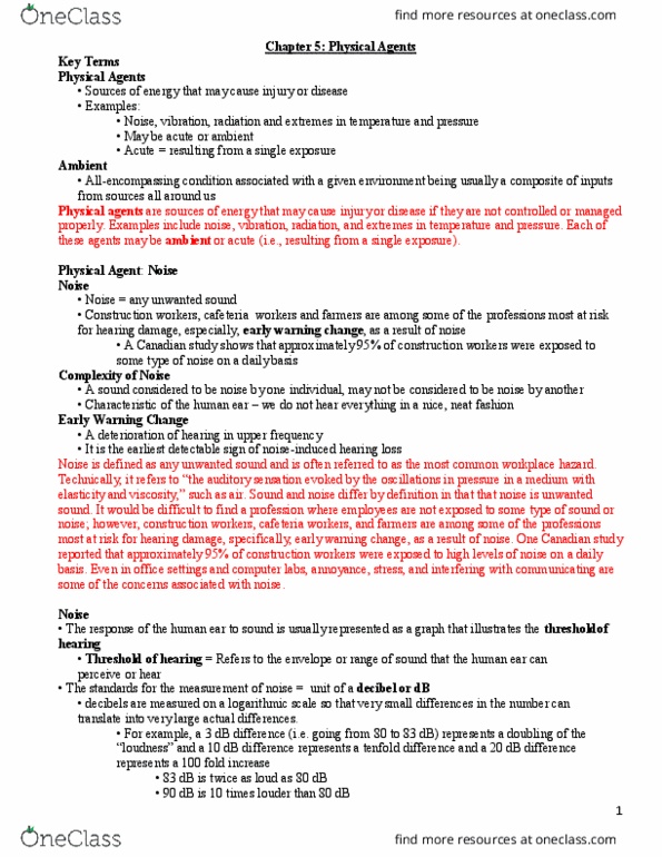 MHR 711 Lecture Notes - Lecture 5: Conductive Hearing Loss, Sound Level Meter, Noise Unit thumbnail