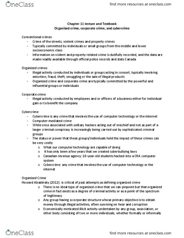 Sociology 2266A/B Chapter 11: Chapter 11 Textbook Notes 2266A thumbnail