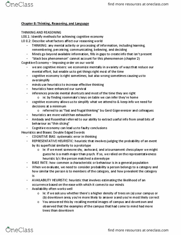 Nursing PSY113 Chapter Notes - Chapter 8: Availability Heuristic, Prelingual Deafness, Vocal Tract thumbnail