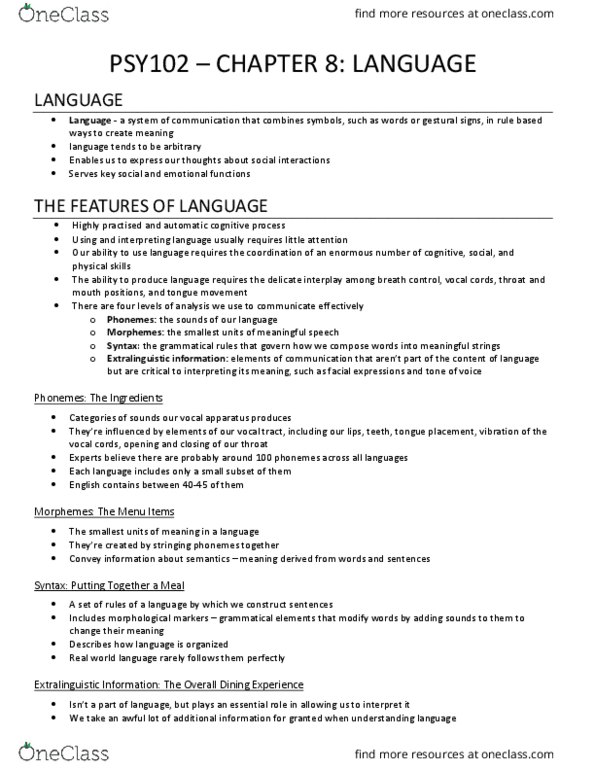 PSY 102 Chapter Notes - Chapter 8: Vocal Tract, Vocal Folds, Sign Language thumbnail