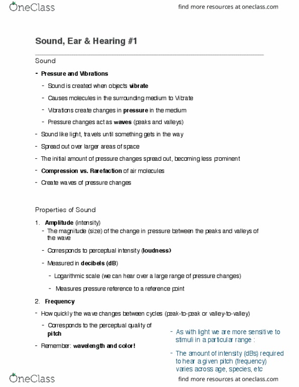 PSYC 2P49 Lecture Notes - Lecture 11: Sine Wave, Fundamental Frequency, Logarithmic Scale thumbnail