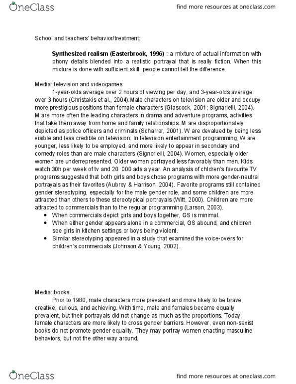 PSY 3121 Chapter Notes - Chapter 5: Gender Role, Menarche, Menstruation thumbnail