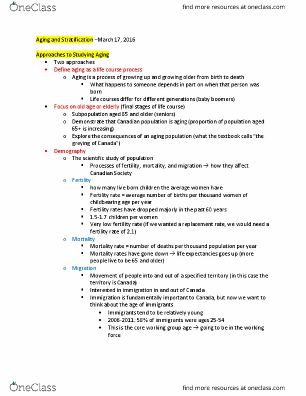 SOCI 201 Lecture Notes - Lecture 10: Registered Retirement Savings Plan, Canada Pension Plan, Old Age Security thumbnail
