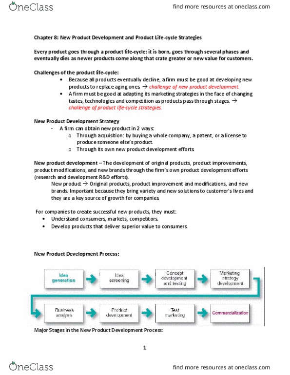 MKTG 2201 Lecture Notes - Lecture 2: New Product Development, Marketing Strategy, Innovation Management thumbnail