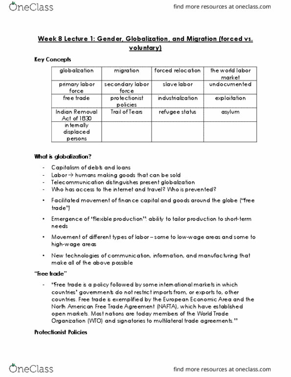 PSY BEH 104S Lecture Notes - Lecture 16: North American Free Trade Agreement, International Civil Aviation Organization, World Trade Organization thumbnail