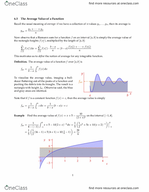 MATH 2B Chapter Notes - Chapter 6.5: Riemann Sum, Mean Value Theorem thumbnail