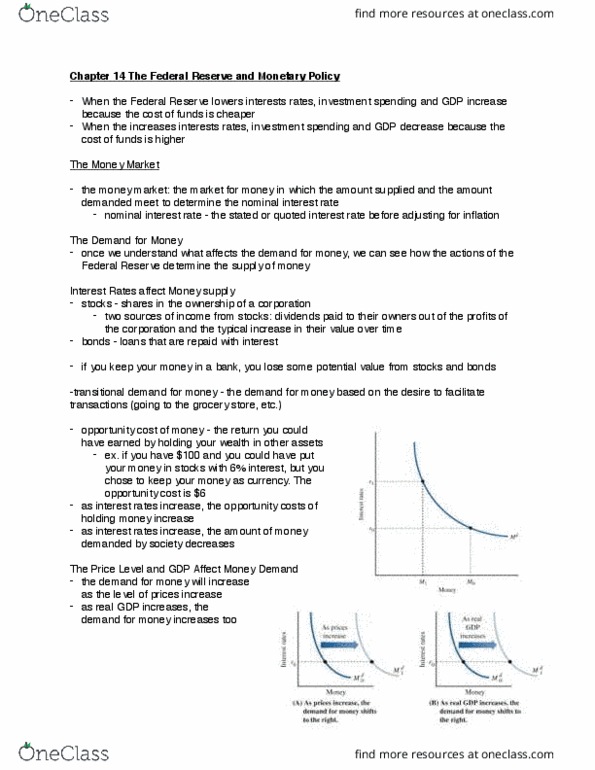 ECON-1010 Chapter Notes - Chapter 14: Open Market Operation, Federal Funds Rate, Nominal Interest Rate thumbnail