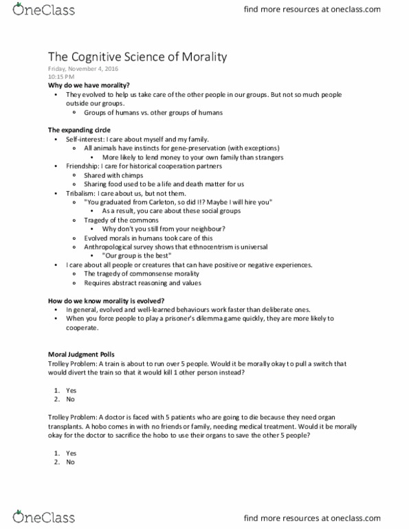 CGSC 1001 Lecture Notes - Lecture 11: Hobo, Mnemonic, Tribalism thumbnail