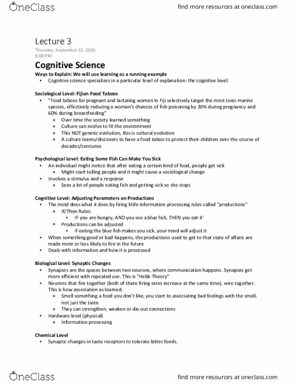 CGSC 1001 Lecture Notes - Lecture 2: Roger Penrose, Information Processing, Gene-Centered View Of Evolution thumbnail