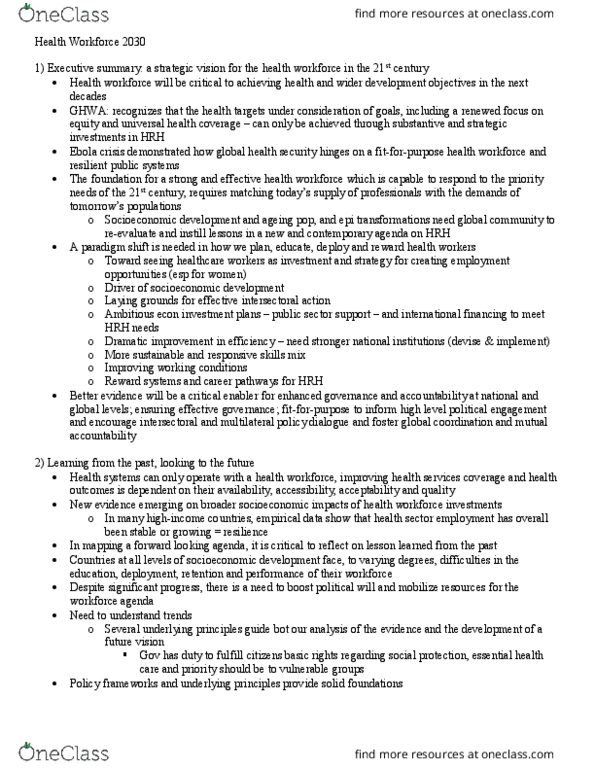 Health Sciences 4044A/B Chapter Notes - Chapter pg. 1-38: Health Human Resources, Socioeconomics, Workforce Planning thumbnail