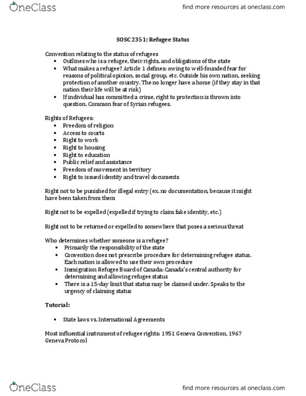 SOSC 2351 Lecture Notes - Lecture 10: Geneva Conventions, Well-Founded Relation, Universal Declaration Of Human Rights thumbnail