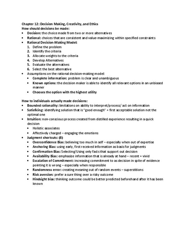 CCT324H5 Chapter Notes - Chapter 12: Nominal Group Technique, Hindsight Bias, Confirmation Bias thumbnail